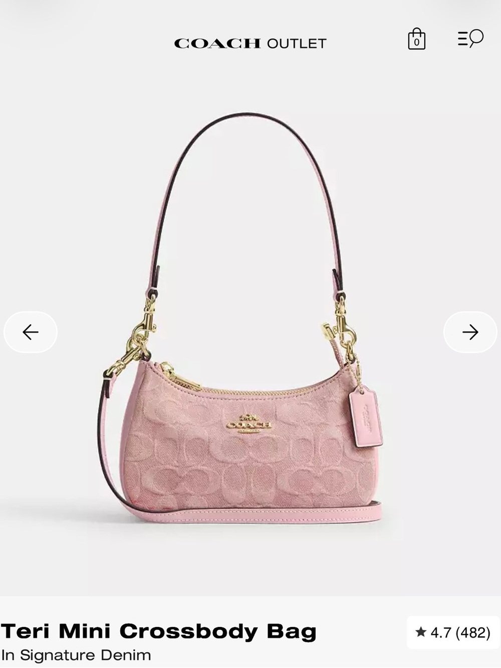 Coach Pink Denim Mini Teri Shoulder Bag - Picture 3 of 3